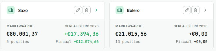 Uw portefeuilles op het dashboard